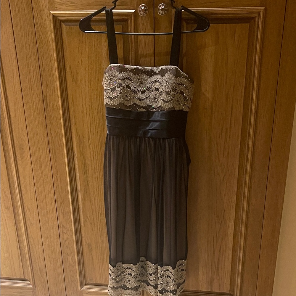 Dress Barn Black and Cream Lace Midi Dress